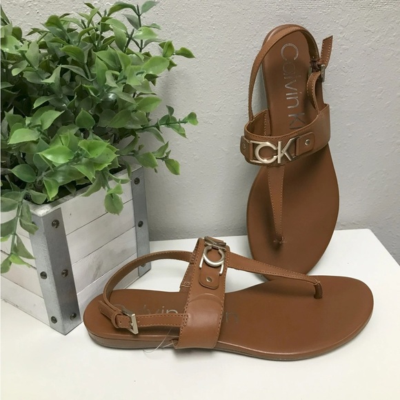 Calvin Klein Ankle Strap Thong Sandals - Size 10 - Picture 2 of 4